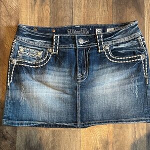 Miss Me Distressed Blue Mini Skirt
